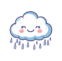A cartoon cloud with a smile on its face Flat illustration