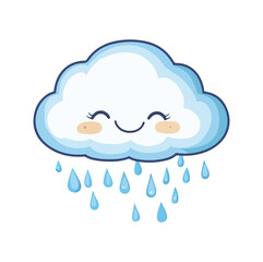 A cartoon cloud with a smile on its face Flat illustration