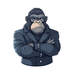 A monkey with a Suit flat illustration