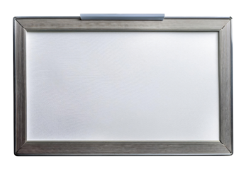 Blank Whiteboard with Wooden Frame Isolated on Transparent Background.