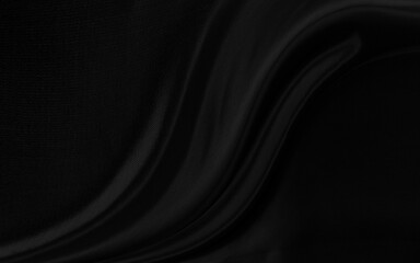 Black gray satin dark fabric texture luxurious shiny that is abstract silk cloth background with patterns soft waves blur beautiful.