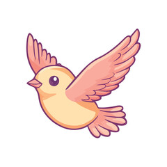 cute beautiful bird flying flat illustration