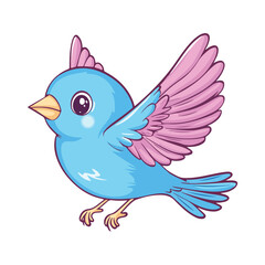 cute beautiful bird flying flat illustration