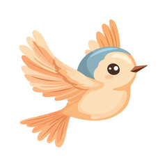 cute beautiful bird flying flat illustration