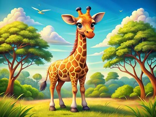 Playful Cartoon Giraffe Illustrations for Kids' Projects or Educational Materials and Designs