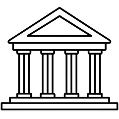 bank building outline coloring book page line art drawing