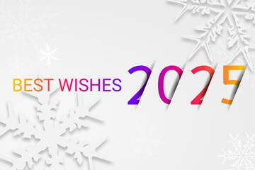 Happy new year - best wishes 2025 with colorful truncated number. Perfect vector for poster, banner, greeting and new year 2025 celebration.