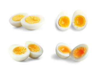 Boiled eggs set on transparent background