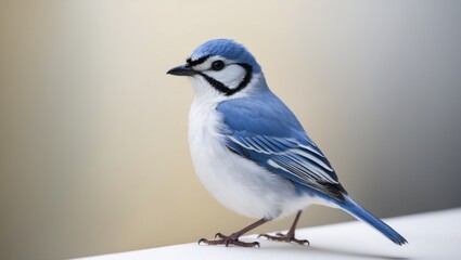 Fototapeta premium A tight shot of a blue and white bird with a blurred background.
