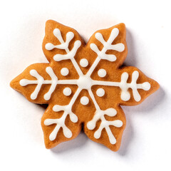 Decorated gingerbread star isolated on white background