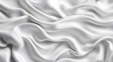 Obraz premium White satin fabric, an elegant and luxurious background. White silk texture. White cloth background. White silk satin fabric with soft folds, premium quality waves