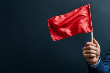 Businessman Holding a Red Flag.