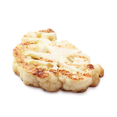 Delicious grilled cauliflower steak isolated on white