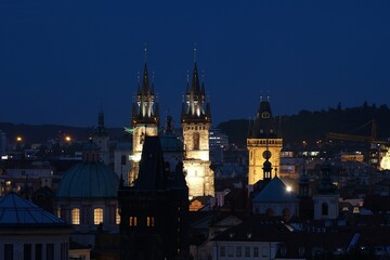 Beautiful scenery of Old Town of Prague by night