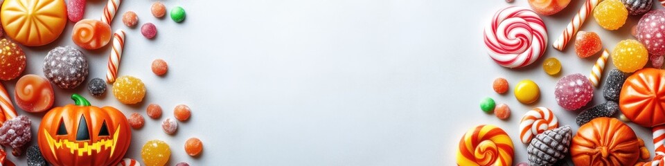 Halloween Candy Background with Autumn Confectionery