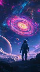 Obraz premium Astronaut and swirling galaxy. 