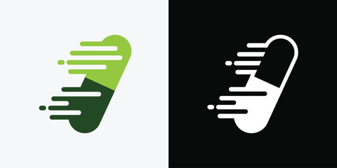 Capsule pill medicine drug logo icon.