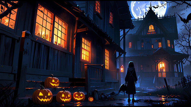 halloween windows background  - gen ai