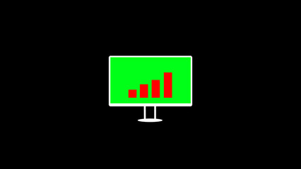 Monitor icon with business growth graph background