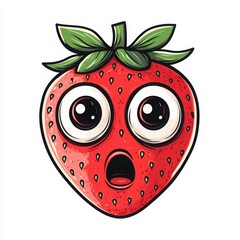 Obraz premium Quirky Cartoon Strawberry with Big Eyes and Expression