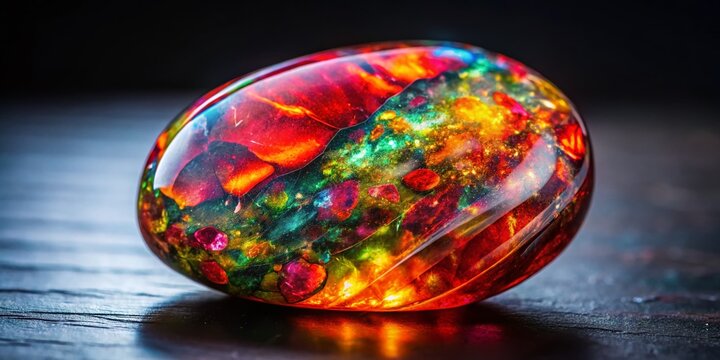 Serendibite gemstone showcasing its vibrant colors and intricate patterns on a dark background