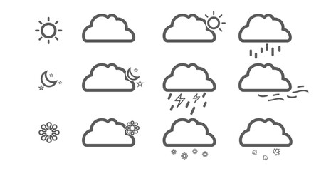 Set of weather icon isolated. Vector illustration. Collection