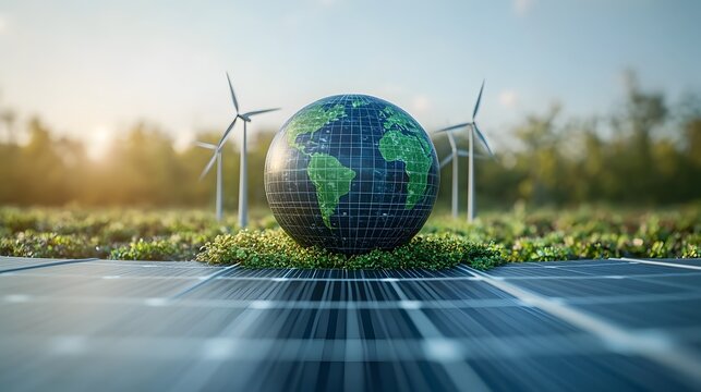 Green Energy Concept with Solar and Wind Power Assets