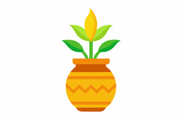 Obraz premium Turmeric Plant Tied around the Pongal pot as a symbol of prosperity