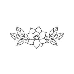 Obraz premium Minimalistic Floral Border with Outline Flowers and Leaves