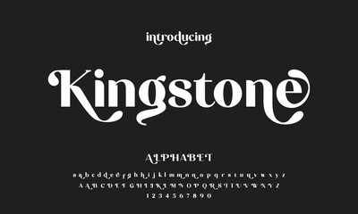 Kingstone is elegant Font Uppercase Lowercase and Number. Classic Lettering Minimal Fashion Designs. Typography modern serif fonts regular decorative vintage concept. vector illustration