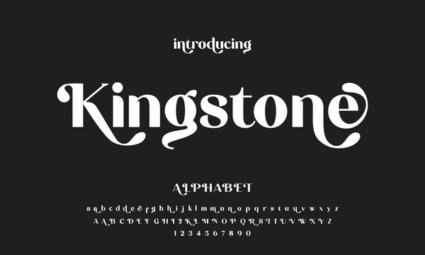 Kingstone is elegant Font Uppercase Lowercase and Number. Classic Lettering Minimal Fashion Designs. Typography modern serif fonts regular decorative vintage concept. vector illustration