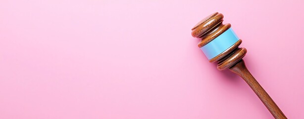 AI digital E-commerce Creative background pastel Gavel on pink background, legal symbol