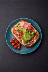 Ciabata with jamon or prosciutto, tomatoes, cheese and lettuce