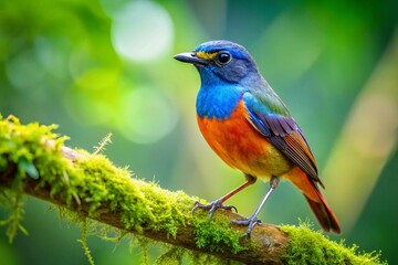 Serene Tourterelle Perched on a Branch Amidst Lush Green Foliage in Soft Natural Light Environment