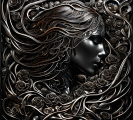 Portrait of a beautiful graceful woman. Fashion.generative ai