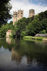 Durham Cathedral viewed from river walk - Durham - County Durham - England - UK