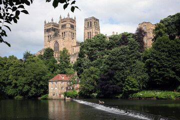 Durham Cathedral viewed from river walk - Durham - County Durham - England - UK