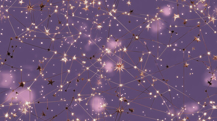 Fototapeta premium seamless background tile, Sparkling stars and delicate lines on soft purple background for dreamy designs