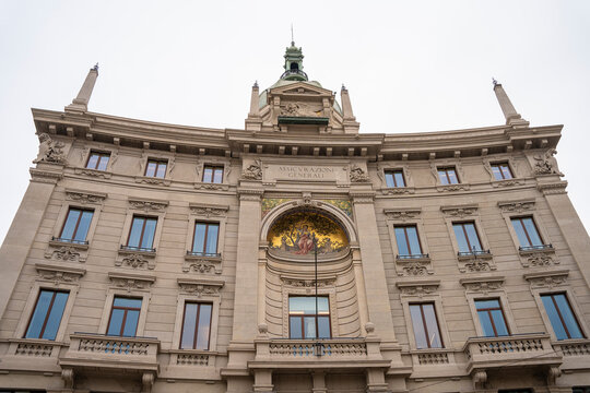 Historic Assicurazioni Generali building in Piazza Cordusio in Milan , General is one of the biggest insurance company in Milan,Italy 10.01.2024