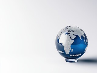 Fototapeta premium Blue globe with a clear depiction of Africa, isolated on white background.