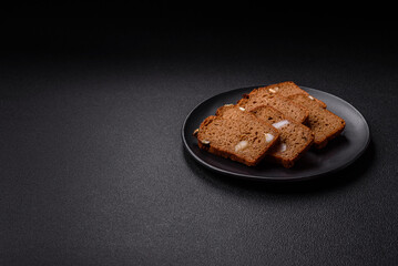 Brown bread with seeds, grains, salt and spices
