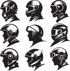 man is wearing helmet  sillouette set 