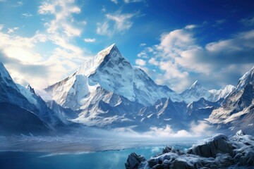 Mount Everest landscape panoramic mountain.