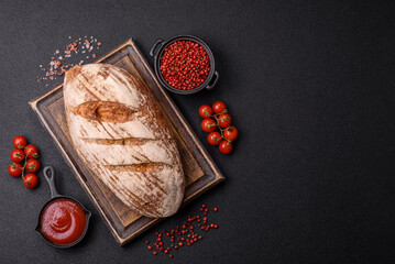 Brown bread with seeds, grains, salt and spices