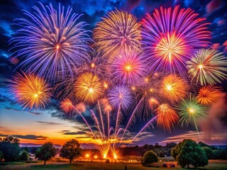 Spectacular Fireworks Display Lighting Up the Night Sky for a Joyful Fourth of July Celebration