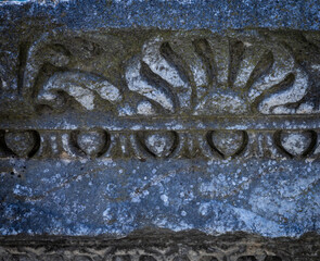 Ancient Greek stone carvings close-up