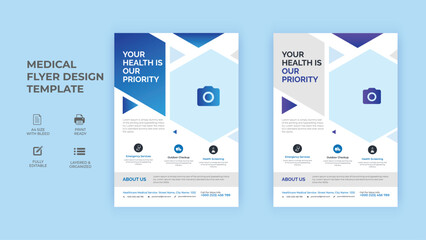 Corporate healthcare and medical flyer or  brochure cover page template