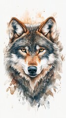 Watercolor Wolf Portrait - Majestic Wildlife Art Print