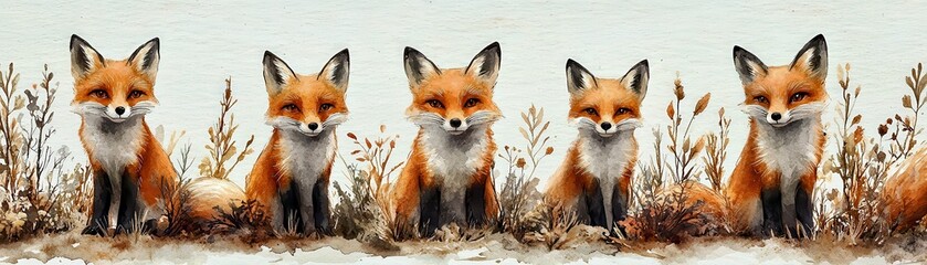 Fototapeta premium Watercolor Fox Illustration - Cute Animal Art Print