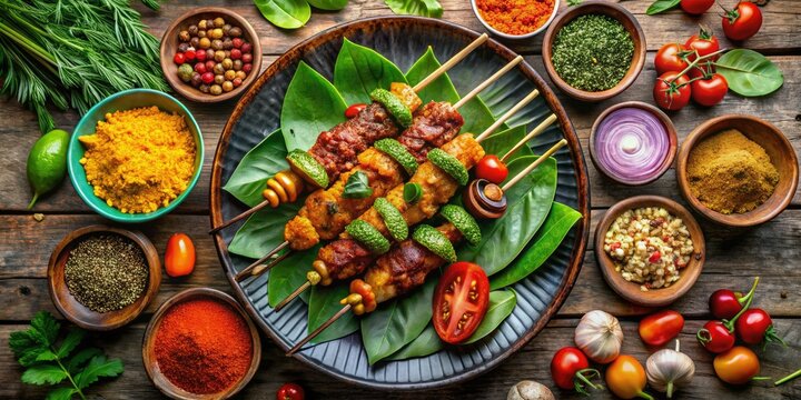A vibrant plate of traditional Satar food, featuring aromatic spices and fresh ingredients, creates a delightful and flavorful meal that entices the senses.